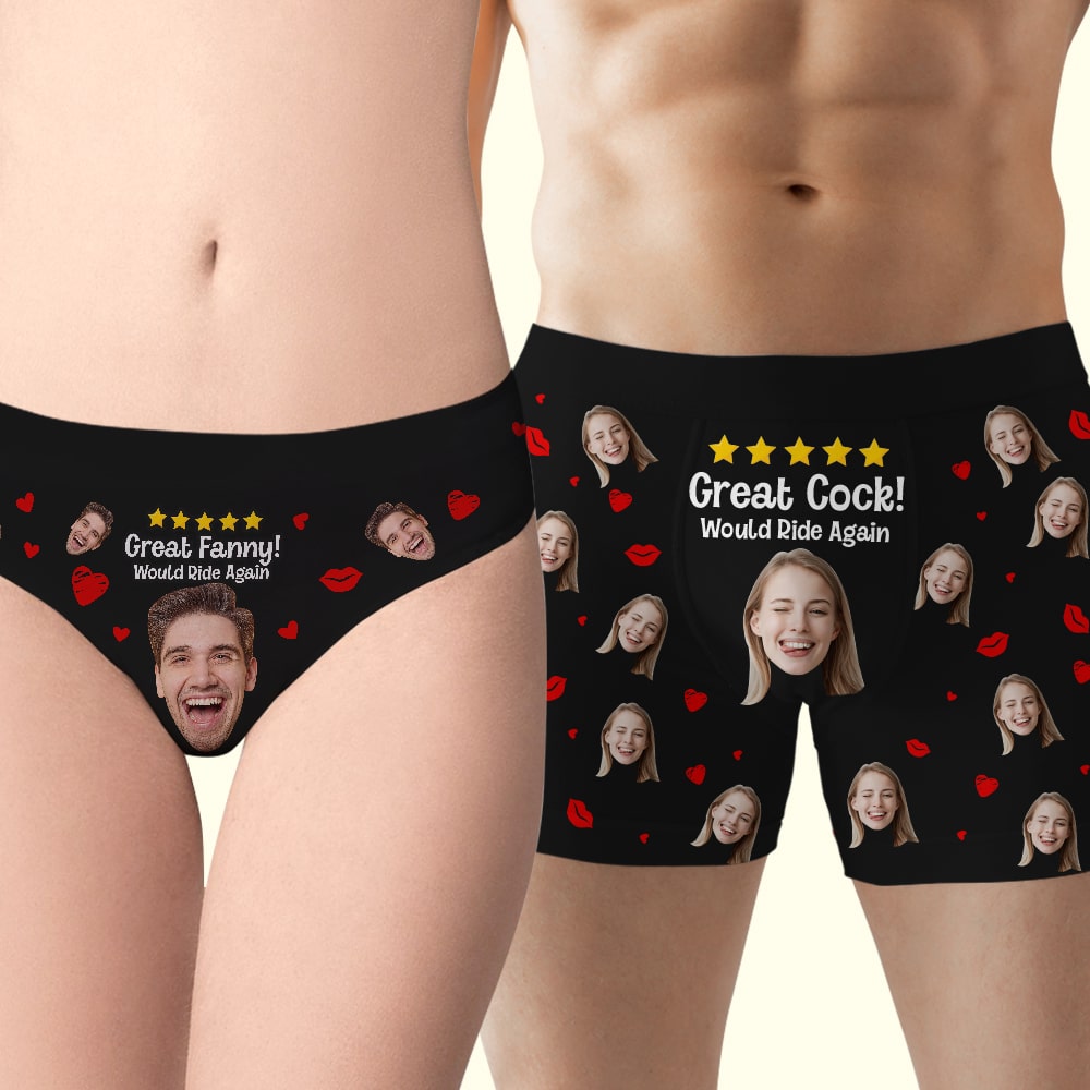Funny Custom Couple Face Men & Women Boxer Briefs, Gift For Couple, Valentine's Gifts - Boxer Briefs - GoDuckee