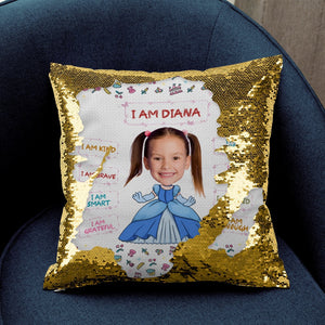 Custom Kid Face 04NATN281223HA Princesss Square Glitter Pillow, Gift For Kid - Pillow - GoDuckee