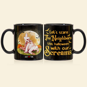 Naughty Couple, Let's Scare The Neighbors, Personalized Coffee Mug, Halloween Gifts For Couple - Coffee Mug - GoDuckee