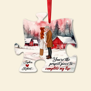 Couple, You're The Perfect Piece To Complete My Life, Personalized Ornaments, Christmas Gifts For Couple - Ornament - GoDuckee