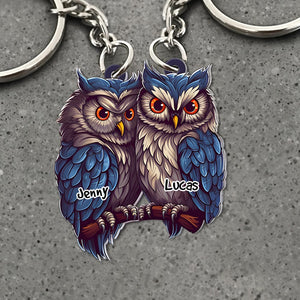 Personalized Owl Couple Keychains - Couple Gift - Keychains - GoDuckee