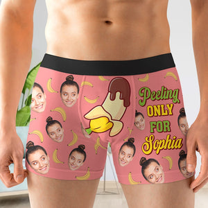 Custom Photo Funny Gifts For Him Men's Boxers 01totn111224 Peeling Only For Her - Boxer Briefs - GoDuckee