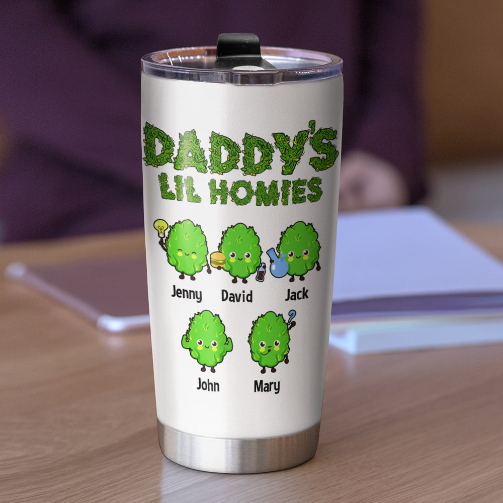 Daddy's Lil Homies Personalized Tumbler, Gift For Dad, Dad's Little Buds - Tumbler Cup - GoDuckee