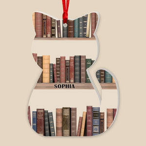 Cat & Books Ornament-Personalized Acrylic Ornament- Gift For Book And Cat Lovers-Christmas Gift - Ornament - GoDuckee