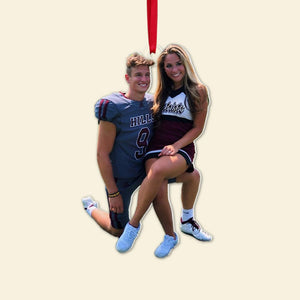 Personalized Custom Photo American Football Ornament, Christmas Gifts For Couple, 04NAPO021023 - Ornament - GoDuckee