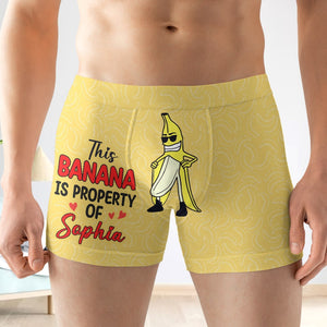 Personalized Gifts For Him Men's Boxers This Banana Is Property Of Funny Valentine's Gifts - Boxers & Briefs - GoDuckee