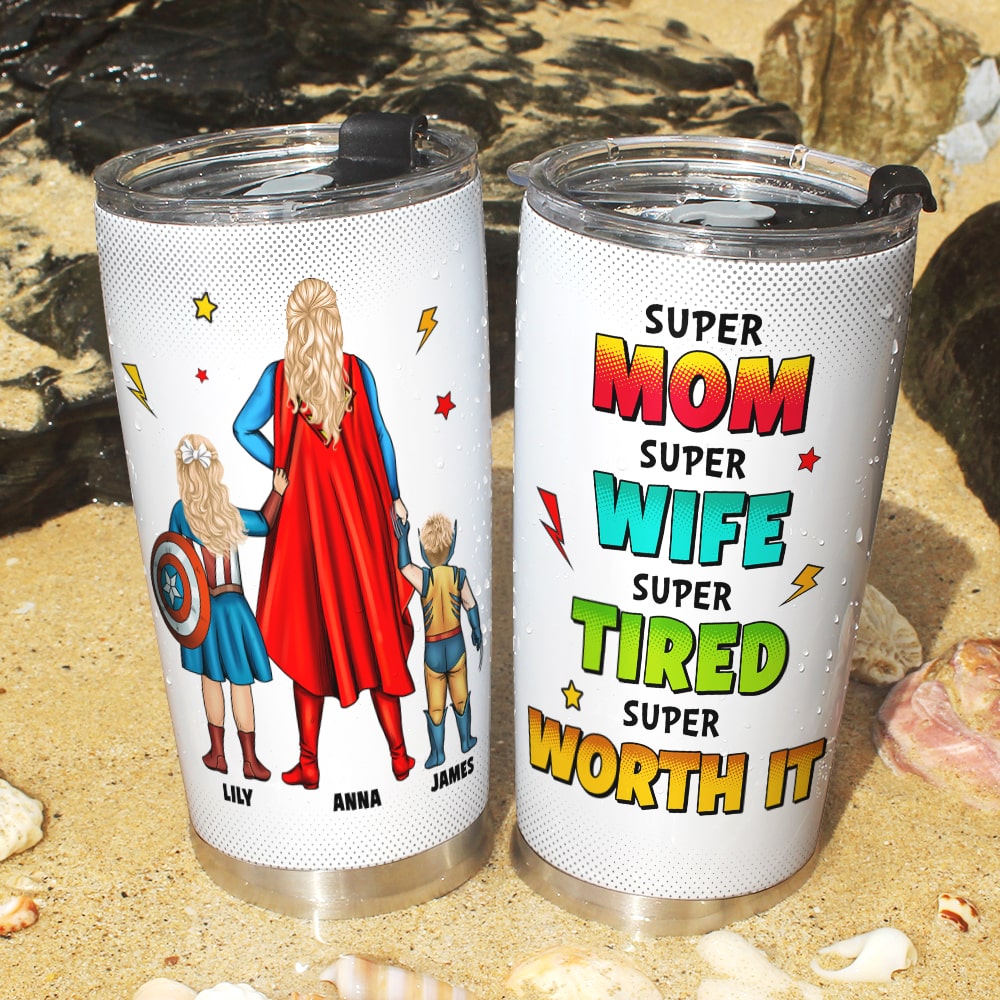 Personalized Gifts For Mom Tumbler Super Mom Super Wife Super Tired 051hutn300324pa - Tumbler Cups - GoDuckee