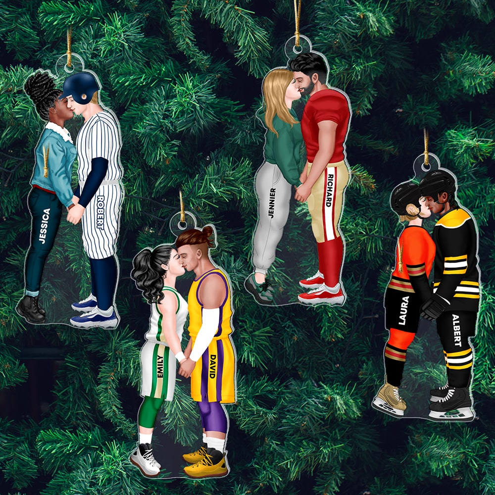 Sport Kissing Couple, Personalized Ornament, Gift For Christmas - Ornament - GoDuckee