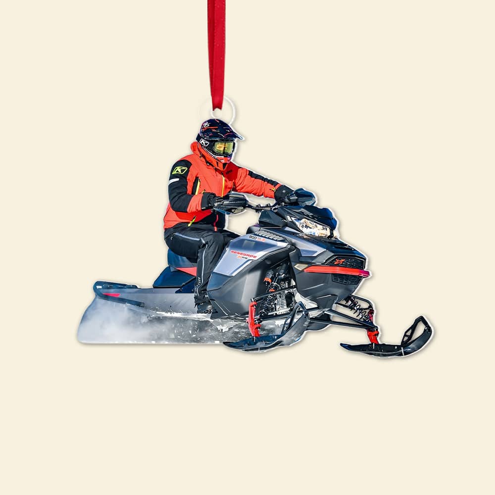 Custom Photo Ornament, Gift For Snowmobile Lovers, Gift For