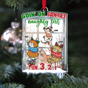 Goin' On Santa's Naughty List, Personalized Funny Cats Ornament, Christmas Gift For Cat Lovers - Ornament - GoDuckee