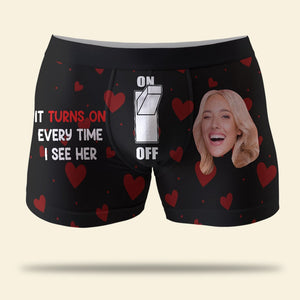 It Turns On Every Time I See Her, Men Boxer Briefs, Custom Photo Boxer, Valentine Gifts - Boxer Briefs - GoDuckee