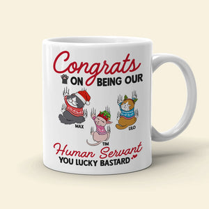 Cats, Our Human Servant, Personalized Mug, Christmas Gifts For Cat Lovers - Coffee Mug - GoDuckee