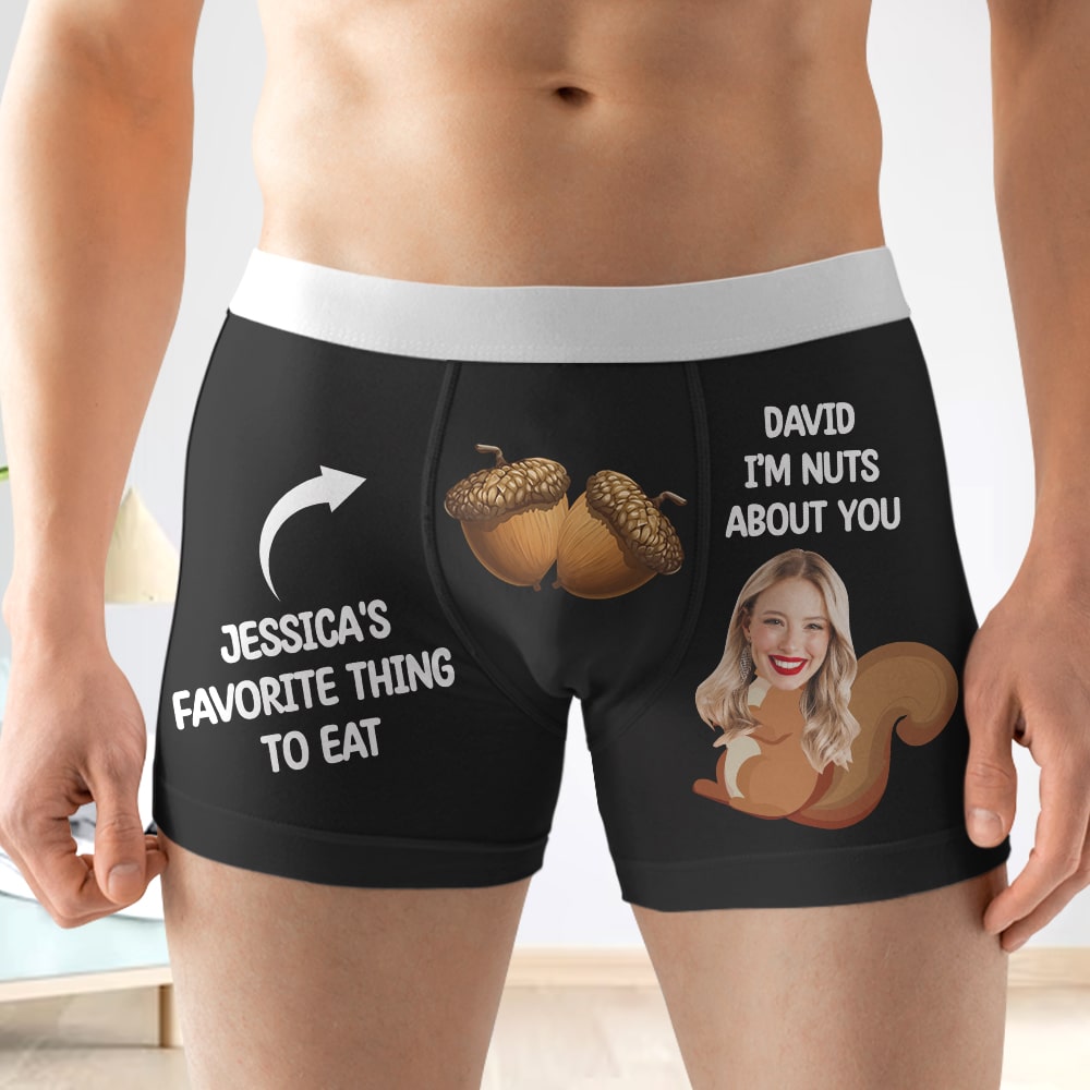 Custom I'm Nuts About You Boxer Briefs with Funny Photo Face Personalized  Face Briefs Underwear for Men