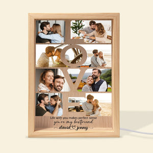 Life With You Makes Perfect Sense, Custom Photo Picture Frame Light Box, Valentine Gift, Couple Gift, 01NAPO291223 - - GoDuckee