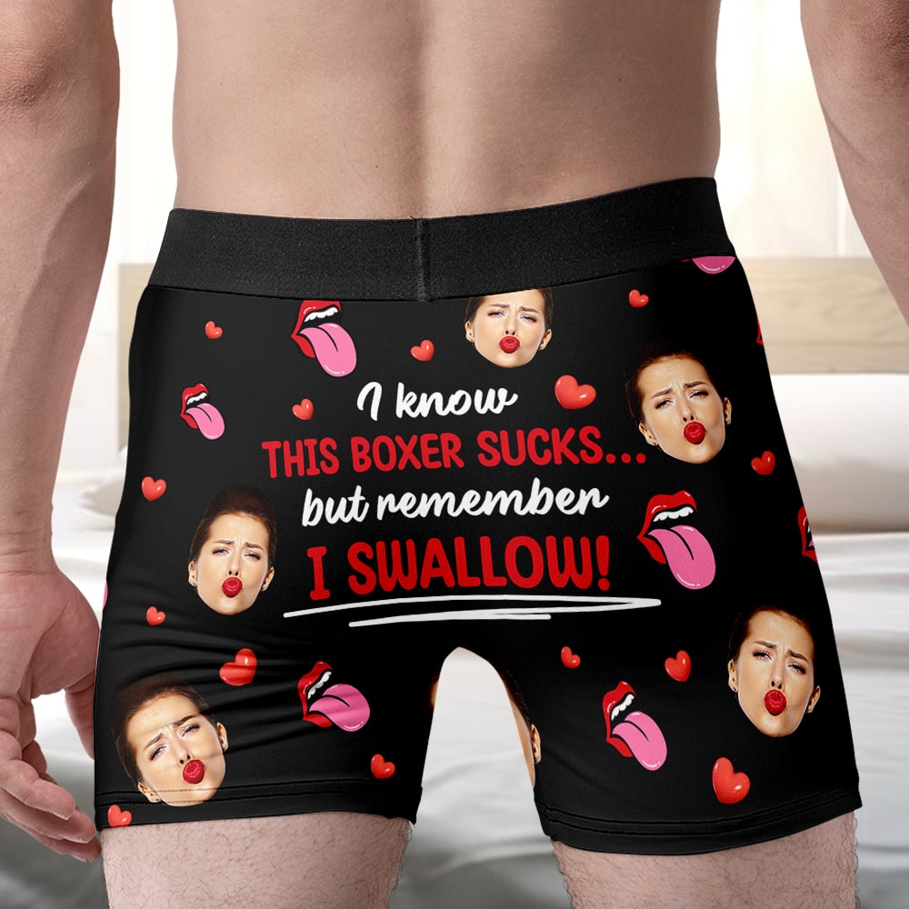 This Boxer Sucks, Funny Custom Face Men Boxer Briefs, Gift For Him, Naughty Couples, Valentine's Gift - Boxer Briefs - GoDuckee
