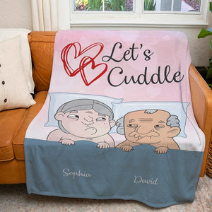 Let's Cuddle Personalized Funny Old Couple Blanket, Couple Gift - Blanket - GoDuckee