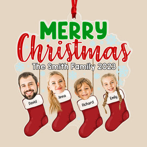 Merry Christmas, Custom Family Photo Ornament, Xmas Gifts - Ornament - GoDuckee