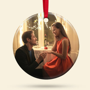 The Couple, Happily Ever After Custom Photo Ornament, Christmas Gifts For Couple - Ornament - GoDuckee