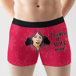Personalised Underwear For Him Licked It So It's Mine Funny Gifts -  MyPhotoSocksAU