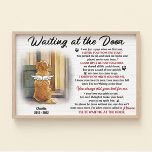 For The Furry Friend In Heaven, Waiting At The Door, Gift For Dog Lover, Personalized Poster, Dog Back View Canvas Print - Poster & Canvas - GoDuckee