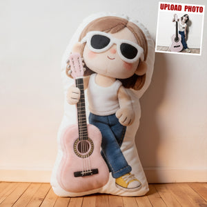 Guitar Girl Custom Shape Pillow - Custom Photo Gifts For Guitar Lovers 02pgdt201225 - Pillow - GoDuckee