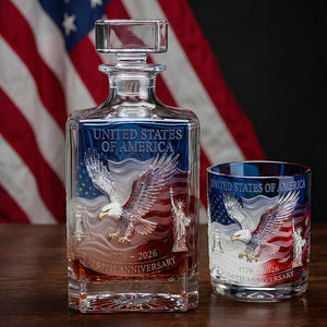 Proud Anniversary Decanter & Round Glass, Personalized Gifts For Patriots 03qhdt120226 - Whiskey Bottle - GoDuckee