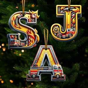 Custom Alphabet Letter Gifts For Fire Truck Lover Christmas Ornament 021xqtn241024 - Ornament - GoDuckee