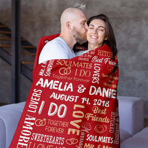 Husband & Wife, Couple Gift, Personalized Blanket, Marriage Couple Blanket - Blanket - GoDuckee