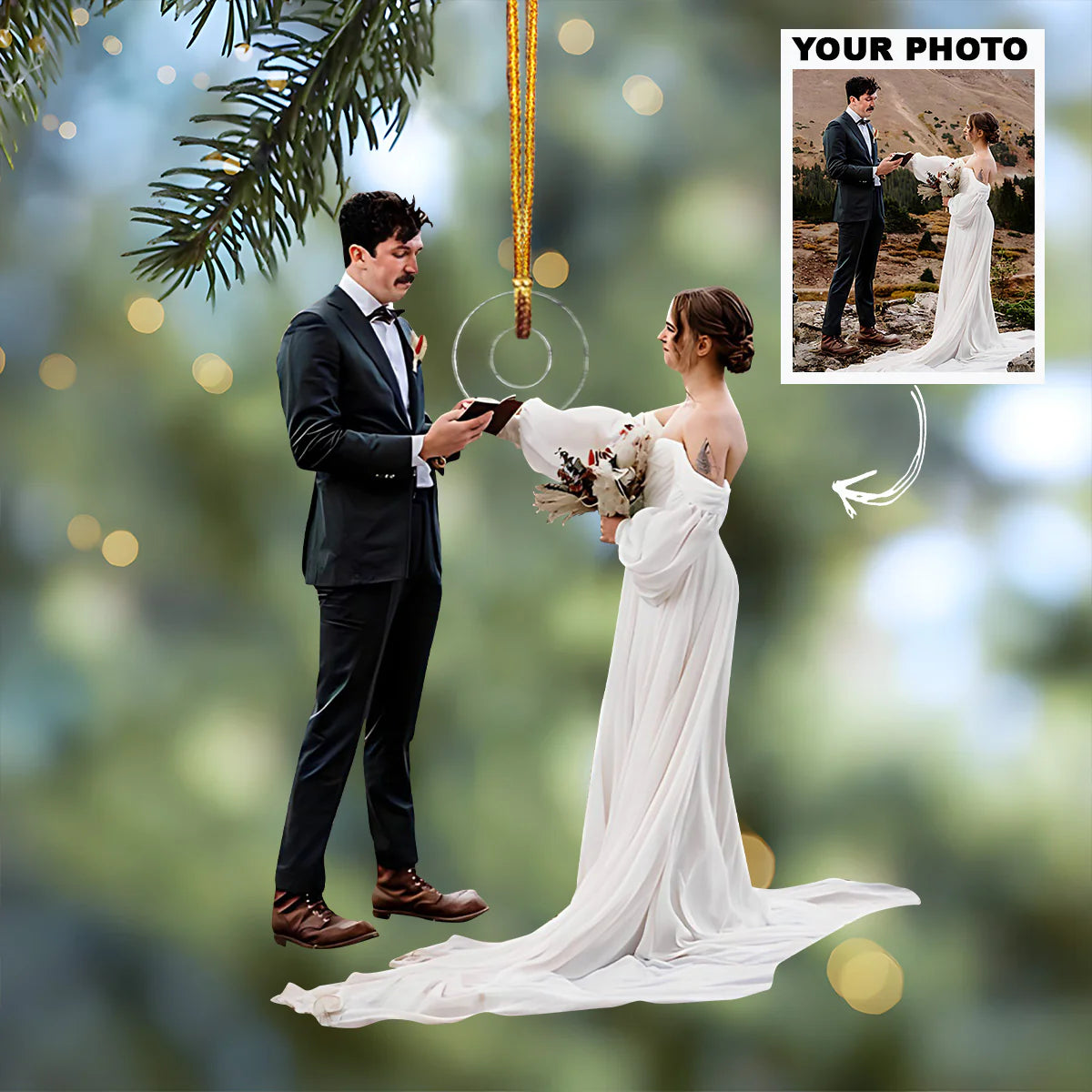 Custom Photo Gifts For Couple, Upload Wedding Vow Photo Christmas Ornament 56pgxx290824 - Ornament - GoDuckee