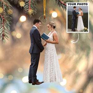 Custom Photo Gifts For Couple, Upload Wedding Vow Photo Christmas Ornament 56pgxx290824 - Ornament - GoDuckee