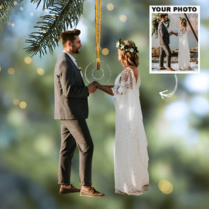 Custom Photo Gifts For Couple, Upload Wedding Vow Photo Christmas Ornament 56pgxx290824 - Ornament - GoDuckee