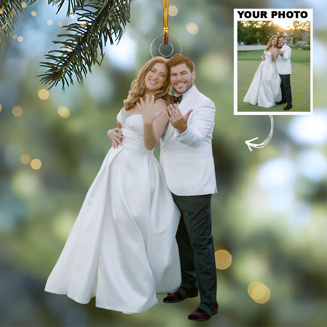 Custom Photo Gifts For Married Couple, Upload Wedding Photo Christmas Ornament 36pgvp140924 - Ornament - GoDuckee