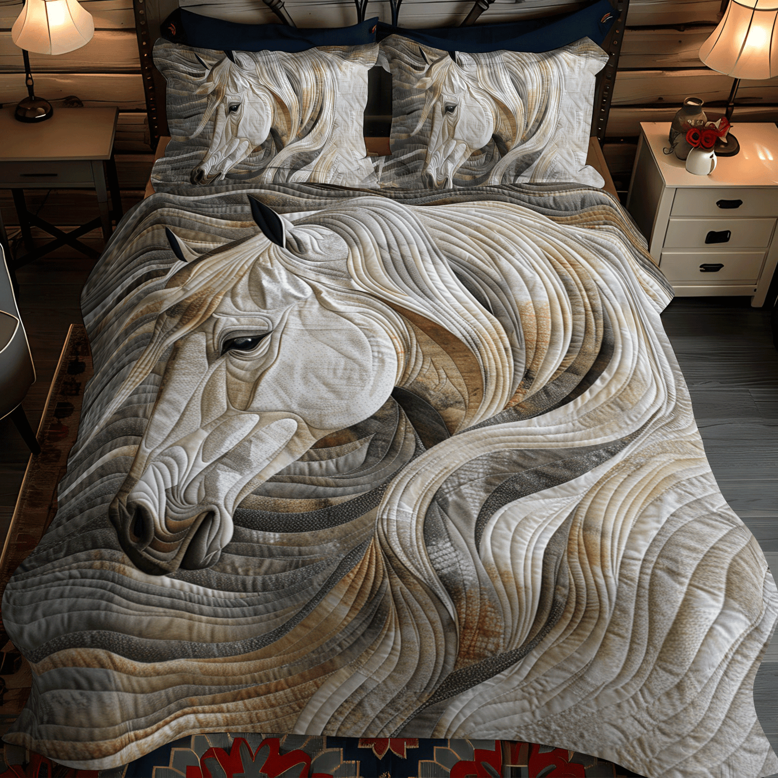 Gift For Horse Lovers Quilt Bedding Set, Elegant Horse - Blanket - GoDuckee