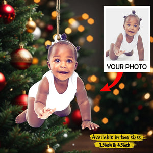 Custom Photo Gifts For Family, Upload Baby Photo Christmas Ornament 15pgxx290824 - Ornament - GoDuckee