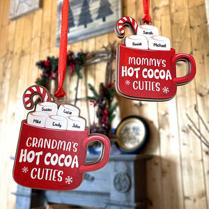Family's Hot Cocoa Cuties, Gift For Family, Personalized Ornament, Marshmallow Kids Wood Ornament, Christmas Gift TT - Ornament - GoDuckee