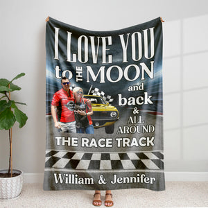 I Love You All Around The Race Track, Personalized Blanket, Couple Racing Gifts - Blanket - GoDuckee