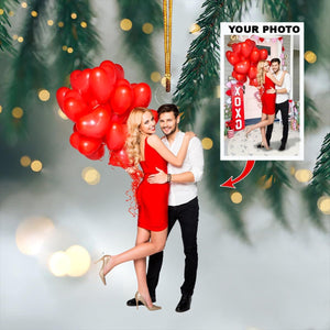 Custom Photo Gifts For Couple, Upload Couple Photo Christmas Ornament 48pgxx290824 - Ornament - GoDuckee