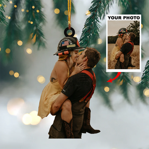 Custom Photo Gifts For Firefighter, Upload Couple Photo Christmas Ornament 07pgvp140924 - Ornament - GoDuckee