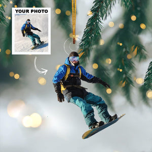 Custom Photo Gifts For Skiing Lovers, Upload Skiing Photo Christmas Ornament 28pgvp140924 - Ornament - GoDuckee