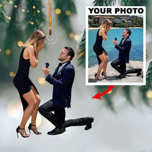 Custom Photo Gifts For Couple, Upload Propose Couple Photo Christmas Ornament 55pgxx290824 - Ornament - GoDuckee