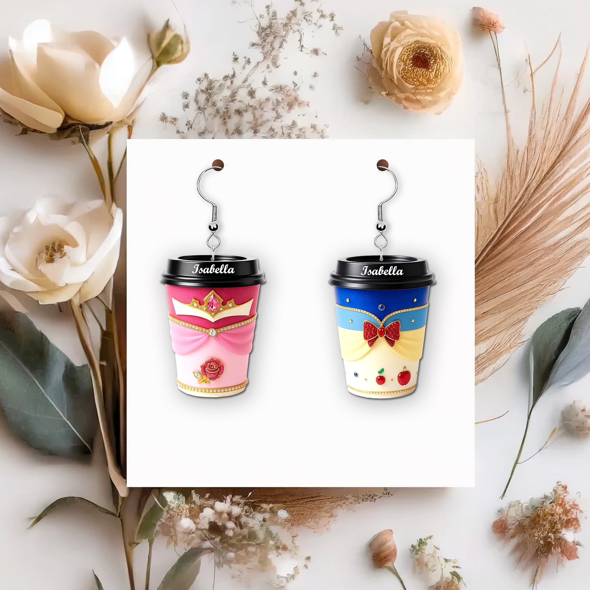 Coffee Princess Earrings - Personalized Gifts For Her 03pgmg150725 - Earrings - GoDuckee