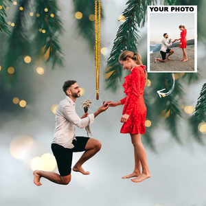 Custom Photo Gifts For Couple, Upload Propose Couple Photo Christmas Ornament 55pgxx290824 - Ornament - GoDuckee