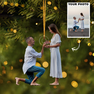 Custom Photo Gifts For Couple, Upload Propose Couple Photo Christmas Ornament 55pgxx290824 - Ornament - GoDuckee