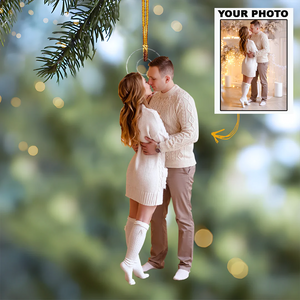 Custom Photo Gifts For Couple, Upload Couple Photo Christmas Ornament 51pgxx290824 - Ornament - GoDuckee