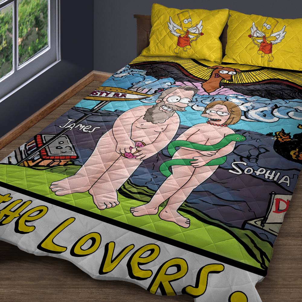 Personalized Gifts For Couple Quilt Bed Set, Funny Couple Tarot Card Style 02nadc290724hg - Blanket - GoDuckee