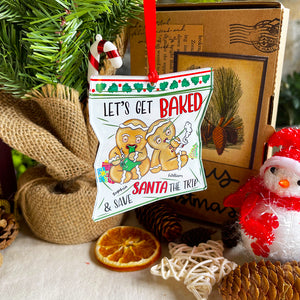 Let's Get Baked & Save Santa The Trip, Personalized Ornament, Christmas Gifts For Couple - Ornament - GoDuckee