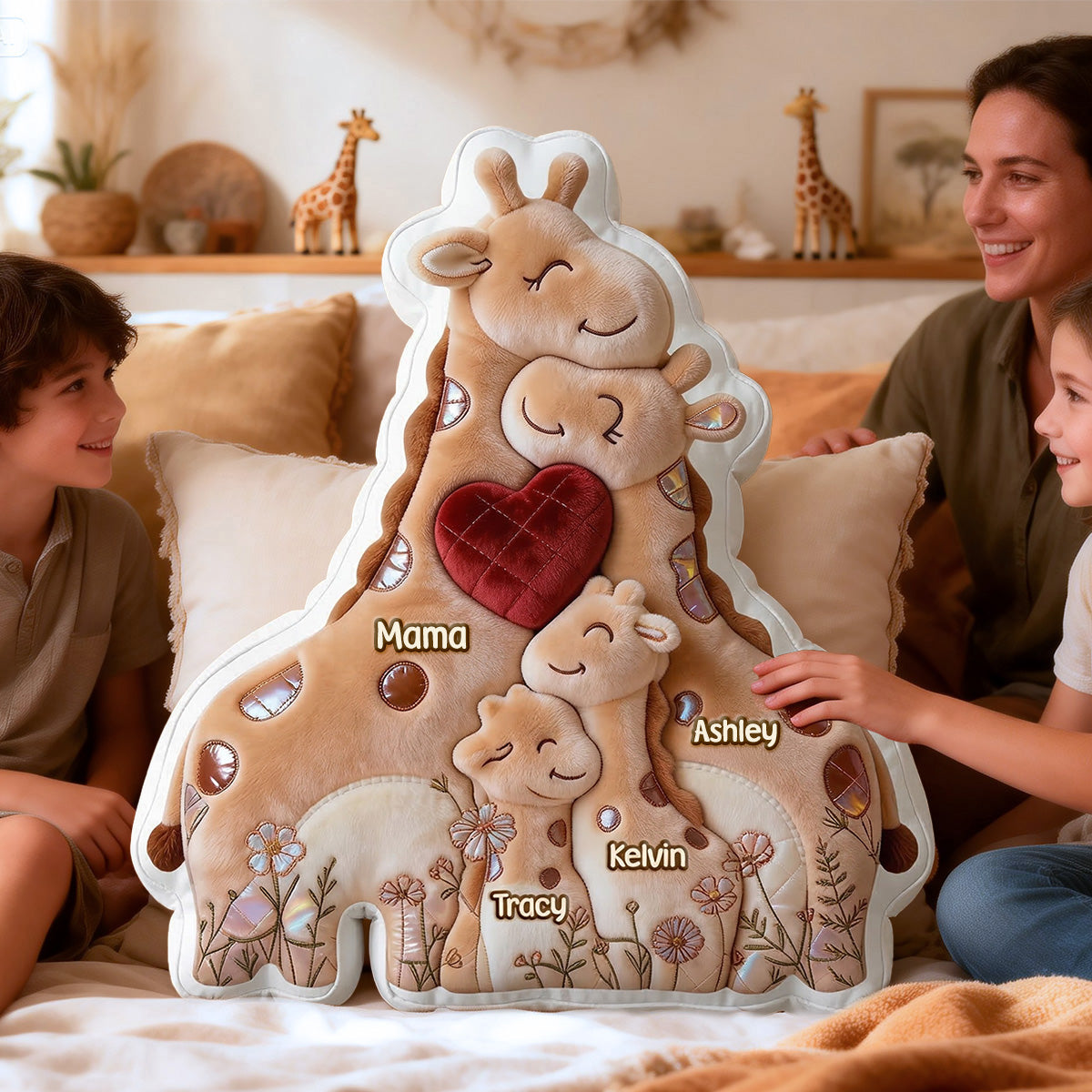 Mother Giraffe Love Her Baby Custom Shape Pillow - Personalized Gifts For Moms 05namg160326 - Pillow - GoDuckee