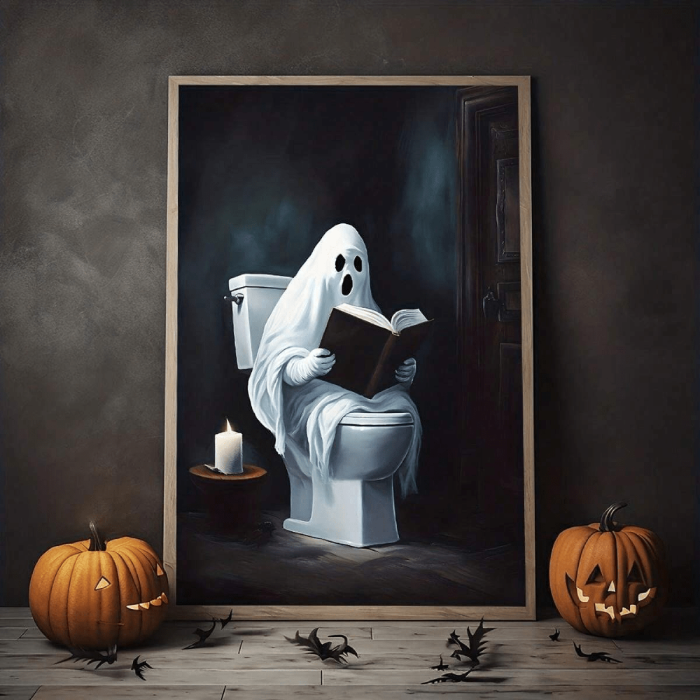 Funny Halloween Gifts - Toilet Reading Ghost Canvas Print 07acxx220824 - Poster & Canvas - GoDuckee