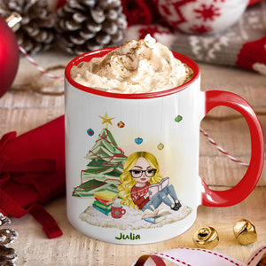 I Just Want To Drink Hot Cocoa And Read Books, Gift For Book Lover, Personalized Coffee Mug, Christmas Girl Reading Books Mug, Christmas Gift - Coffee Mug - GoDuckee