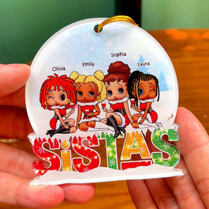 Sistas, Gift For Sisters, Personalized Ornament, Xmas Black Sister Ornament, Christmas Gift 05NATI050823HH - Ornament - GoDuckee